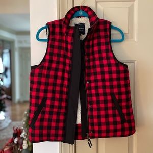 Madewell Buffalo Check Shearling Lined Vest